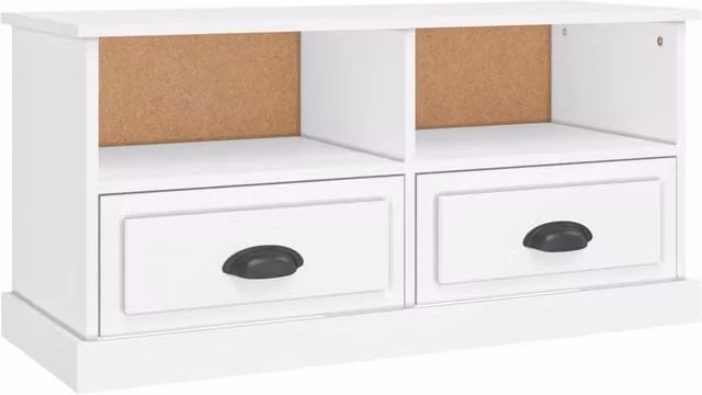Berkfield Home Modern White TV Cabinet in Engineered Wood W/D/H: 93 x 35.5 x 45 cm