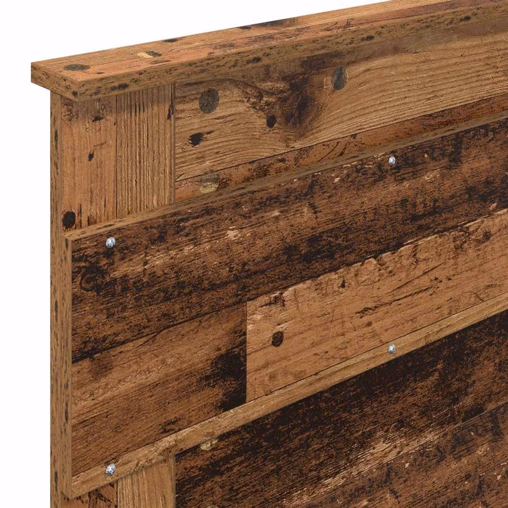 Berkfield Home Bed Frame with Headboard in Old Wood Brown, W/D/H: 90 x 200 cm – 7