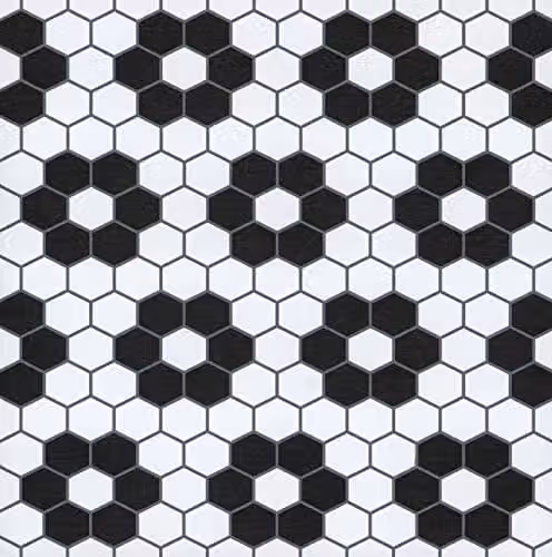FloorPops FP3931 Biscotto Self-Adhesive Geometric Floral Tile-Look Floor Tiles, Black and White, W/D/H: 30.48 x 30.48 x 0.16 cm – 1