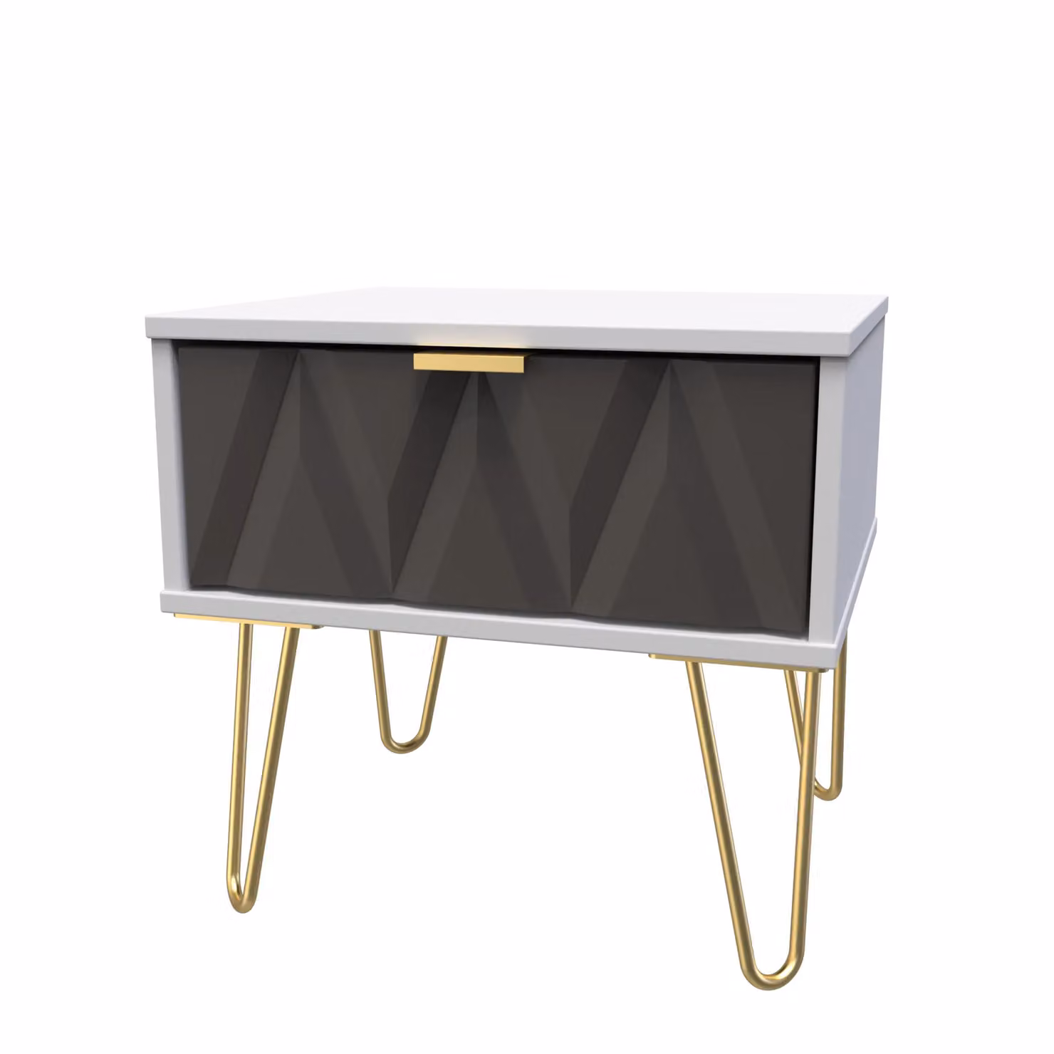 Ready Assembled 2 U Dallas 1 Drawer Bedside Table in Dark Grey and Gold – 2