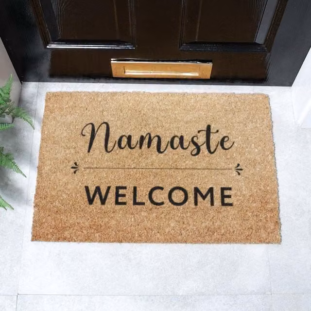Artsy Mats Namaste Welcome Doormat, Brown, W: 60 cm, D: 40 cm