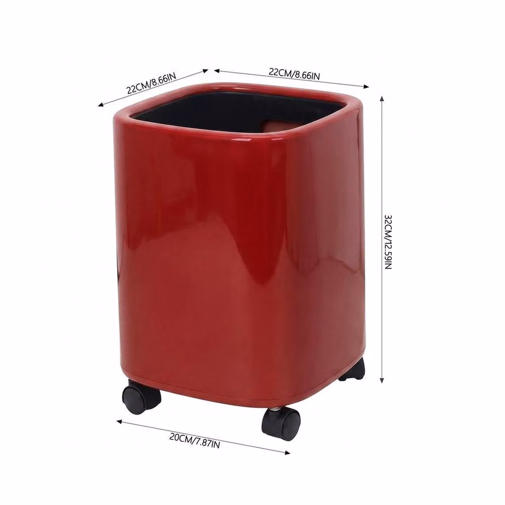 PAWNORA 12L Wheeled Plastic Rubbish Bin with Removable Inner Bucket, Red, H: 32 cm, W: 22 cm, D: 12 cm – 2