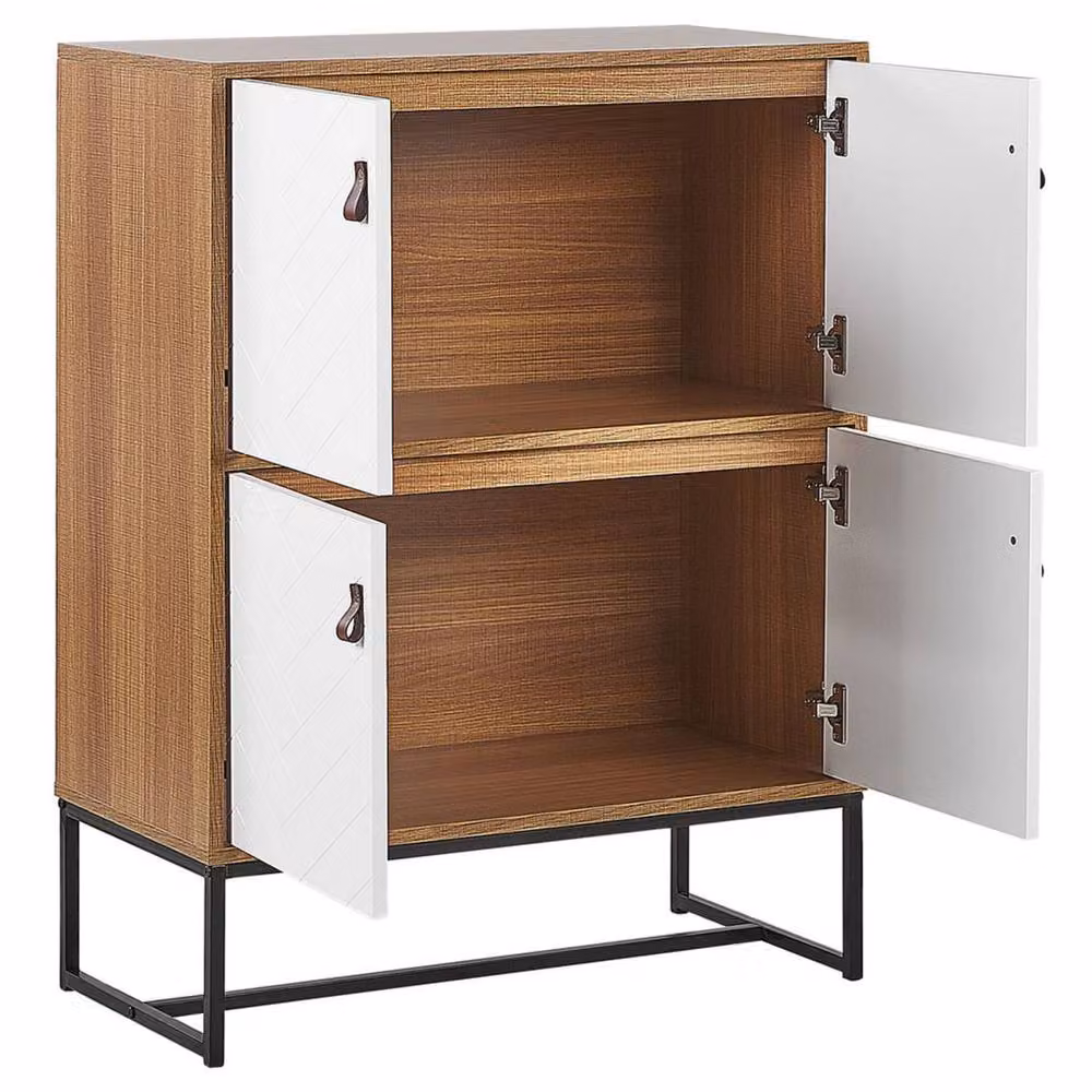 Wyld and Coco 4 Door Sideboard in White and Black with Light Wood Finish, W/D/H: 100 x 76 x 76 cm – 3