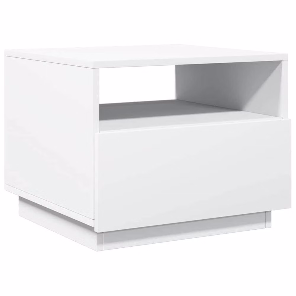 Berkfield Home Modern White Glossy Coffee Table with LED Lights W: 50 cm, D: 49 cm, H: 40 cm – 2