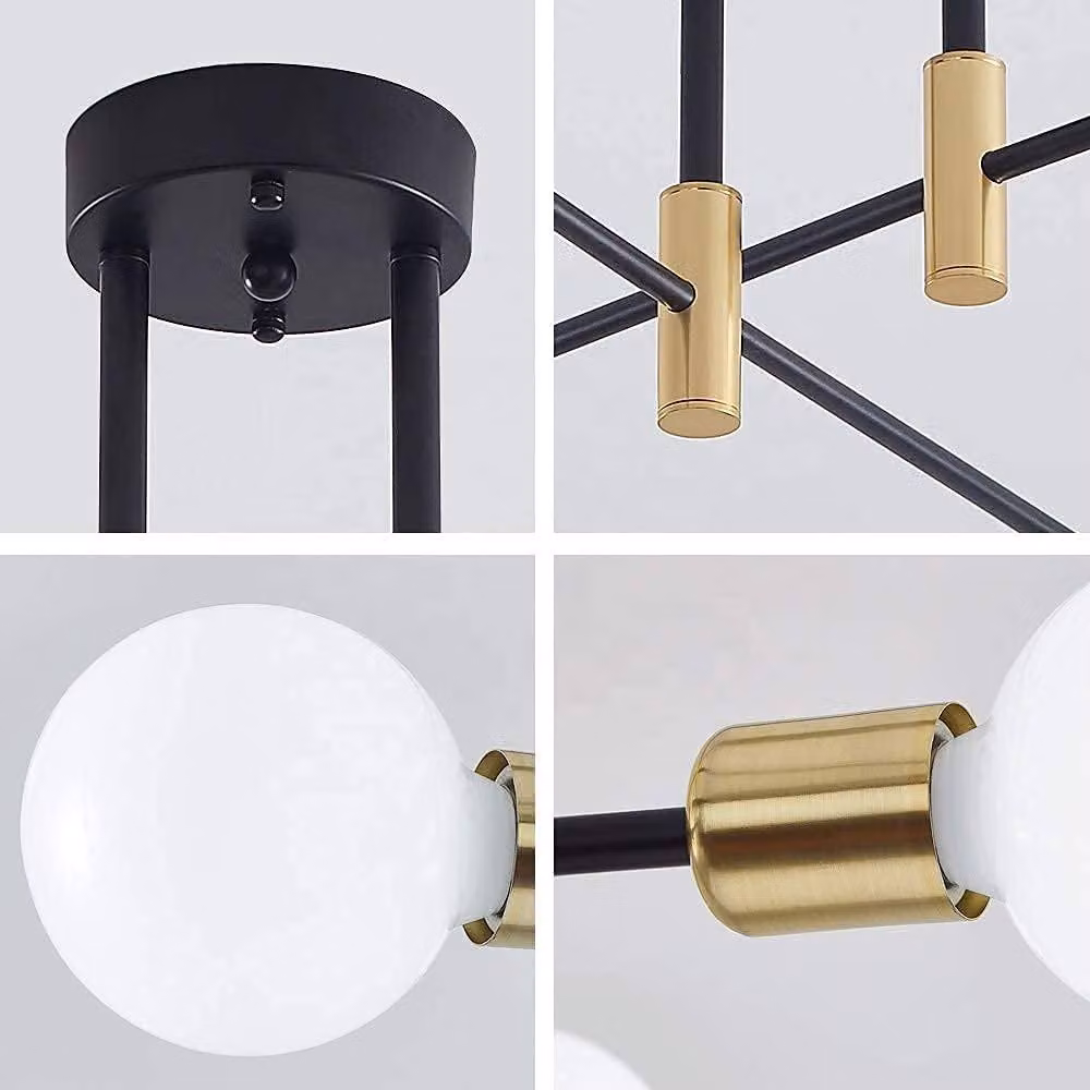 Goeco Vintage Industrial Ceiling Light, Black Metal Adjustable Chandelier with E27 Socket – 3