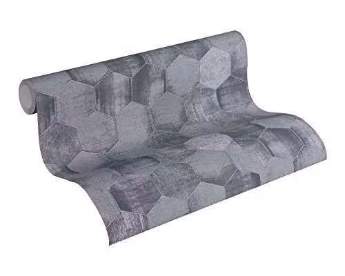 A.S. Création Geometric Modern Shimmer Wallpaper in Anthracite Grey – 2