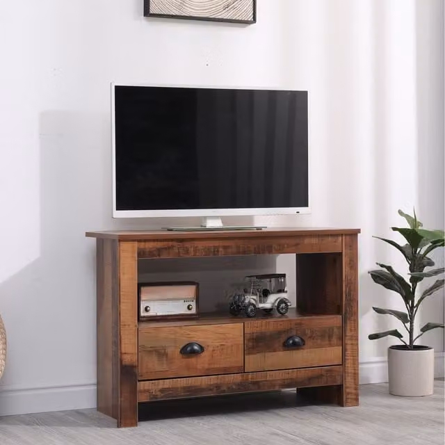 HMD Furniture 4 Piece Wooden Living Room Set in Brown and Neutral