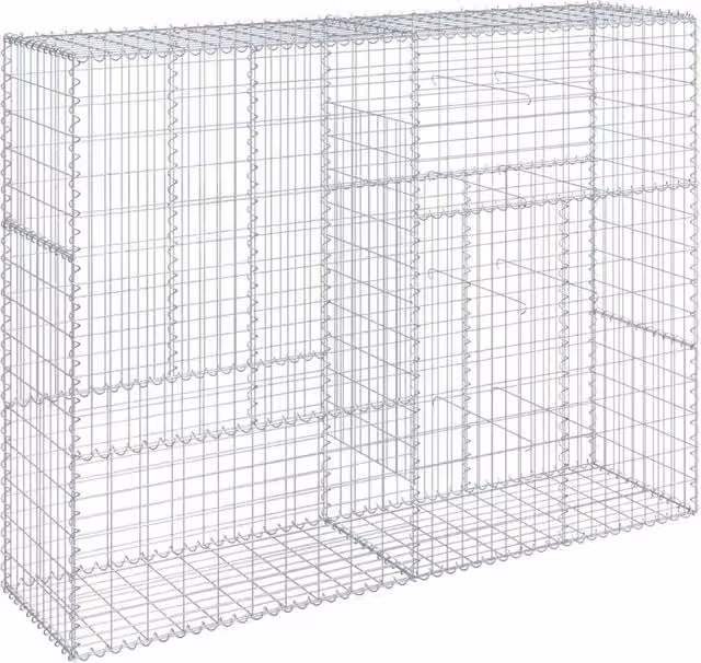 Berkfield Home Silver Galvanised Steel Gabion Basket with Cover, W: 200 cm, D: 50 cm, H: 150 cm – 1