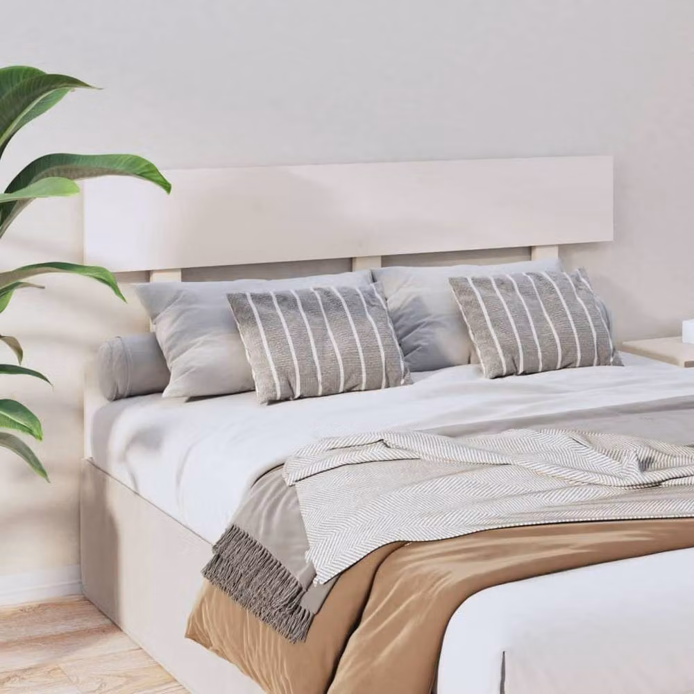 Berkfield Home White Rustic Solid Pine Wood Bed Headboard W/D/H: 124 x 3 x 81 cm – 2