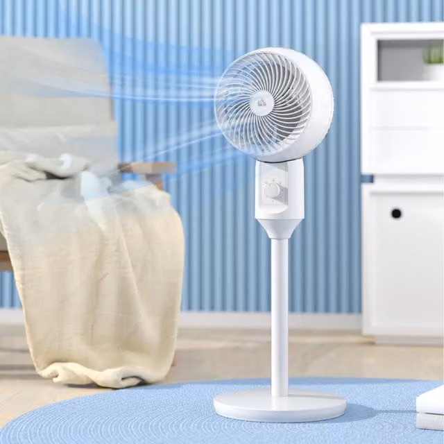 HOMCOM White Oscillating Pedestal Air Circulator Fan with 3 Speeds