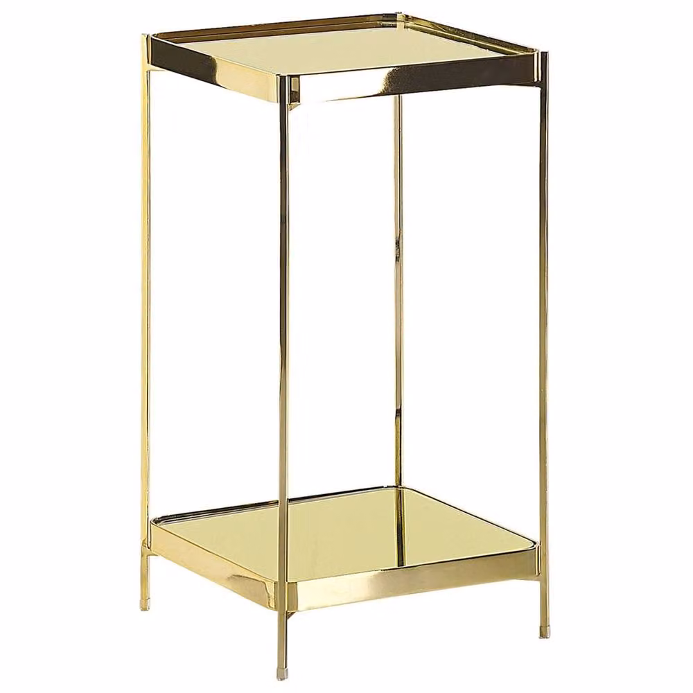 Wyld and Coco Gold Side Table with Glass Top, W/D/H: 29 x 29 x 60 cm – 2