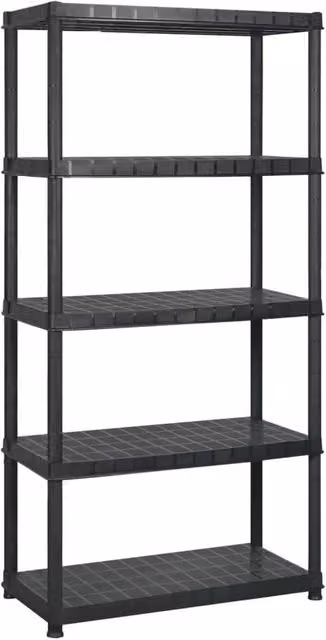 Berkfield Home 5-Tier Freestanding Plastic Storage Shelf, Black, W/D/H: 170 x 40 x 185 cm – 1