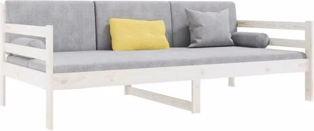 Berkfield Home Beautiful Day Bed in White Lacquered Solid Pine, W/D/H: 90 x 190 cm