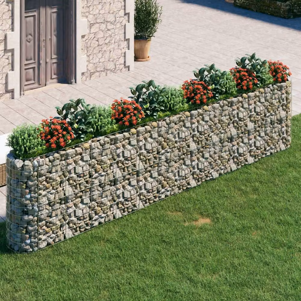 Berkfield Home Silver Galvanised Steel Gabion Raised Bed, W: 470 cm, D: 50 cm, H: 100 cm – 2