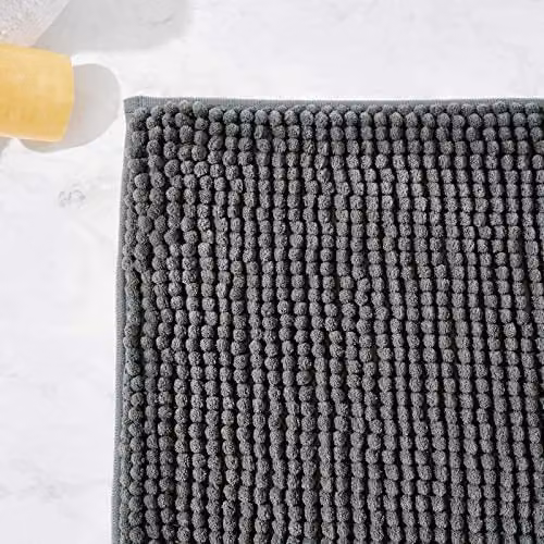 OHS Grey Chenille Noodle Bath Mat, Non-Slip and Washable, W/D/H: 45 x 75 cm – 5
