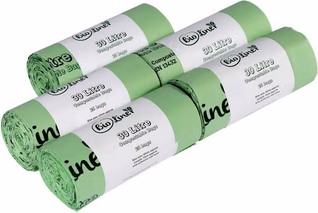 BioLiner Compostable Food Waste Bin Bags, Green, 30 Litre