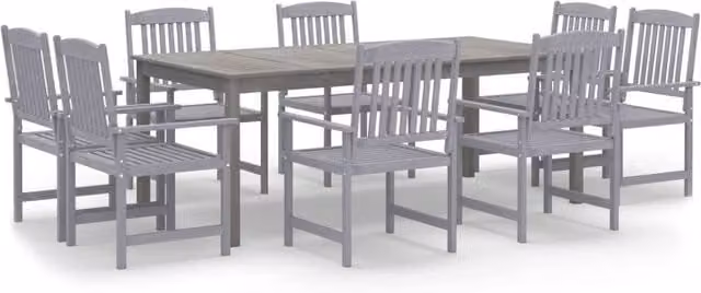 Berkfield Home 9 Piece Garden Dining Set in Grey Solid Acacia Wood