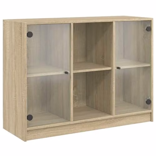 vidaXL Modern Sonoma Oak Sideboard in Brown and Beige, W/D/H: 102 x 37 x 75.5 cm – 1