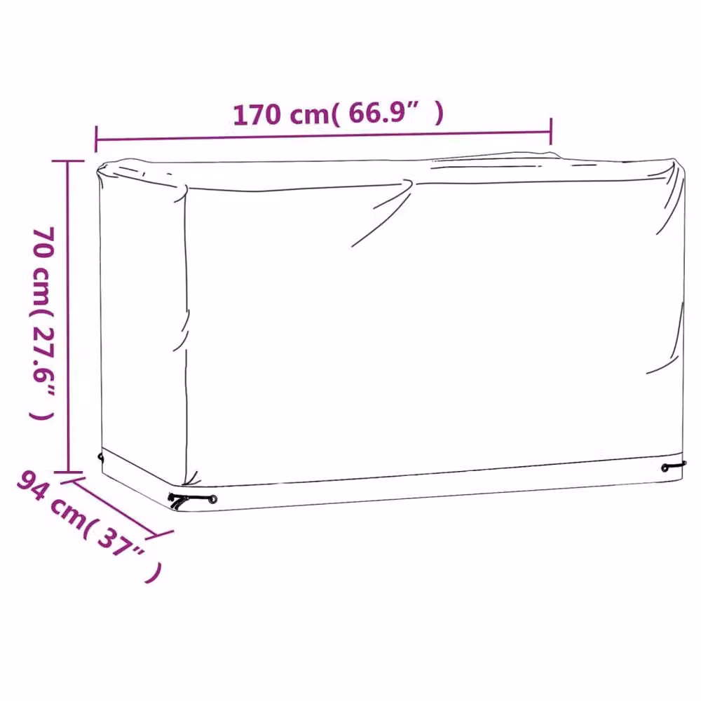 Berkfield Home Durable Rectangular Garden Furniture Cover with 8 Eyelets, Black, W/D/H: 170 x 94 x 70 cm – 5