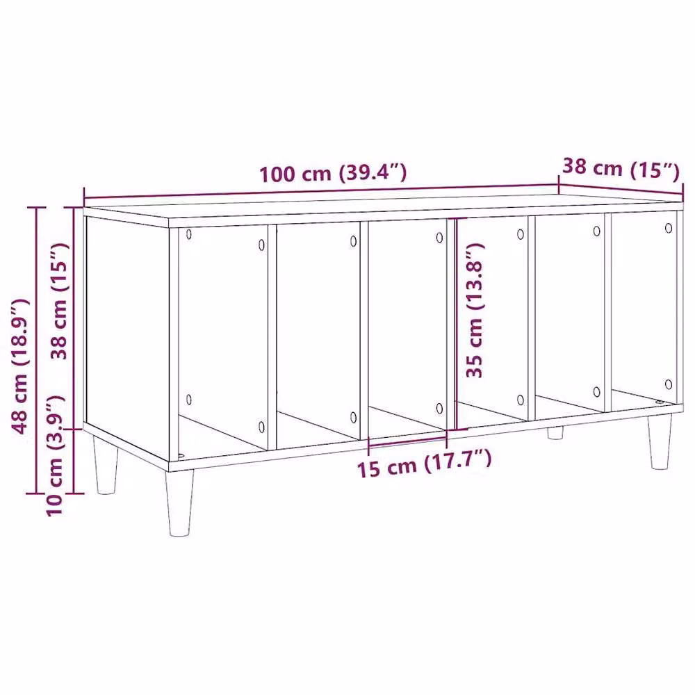 Berkfield Home Record Cabinet in Brown Rustic Engineered Wood, W/D/H: 100 x 38 x 48 cm – 6
