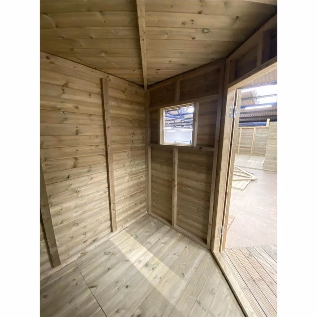 Marlborough Corner Apex Workshop in Natural Wood with Double Doors and Window – 2