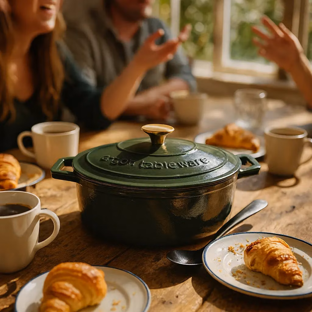 Argon Tableware 2x Oval Cast Iron Casserole Dishes with Self Basting Lids, Green, 4.68L – 2