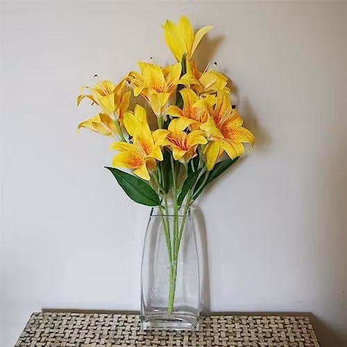 Leaf Yellow Artificial Lily Stem, 60 cm – 1