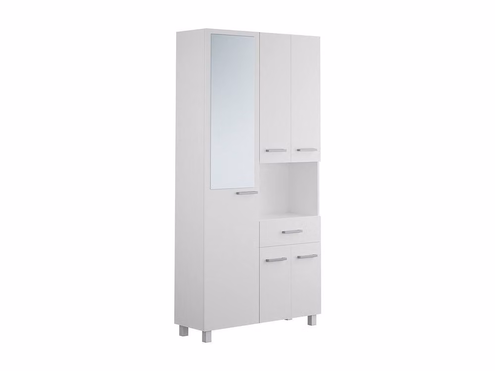 MINELA White Freestanding Bathroom Column with Mirror, H 180 x W 54 x D 30 cm – 2
