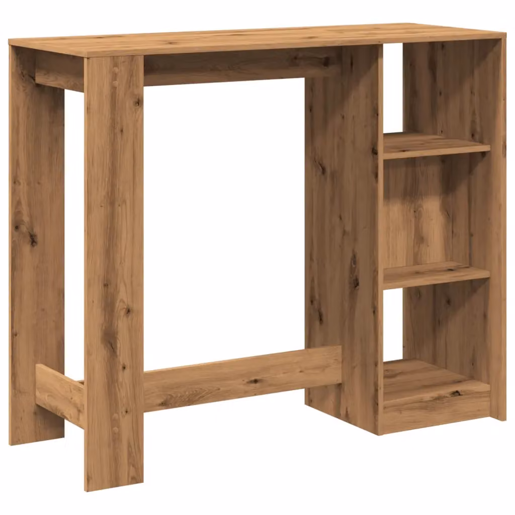 Berkfield Home Bar Table with Shelf in Artisan Oak Brown, W/D/H: 124 x 46 x 103.5 cm – 5