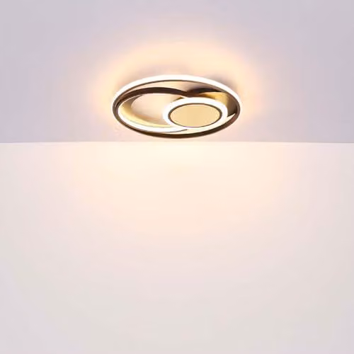 Netlighting Pikara Semi Flush Ceiling Light in Brown and Black with Wood Effect, Diameter: 34.5 cm – 5