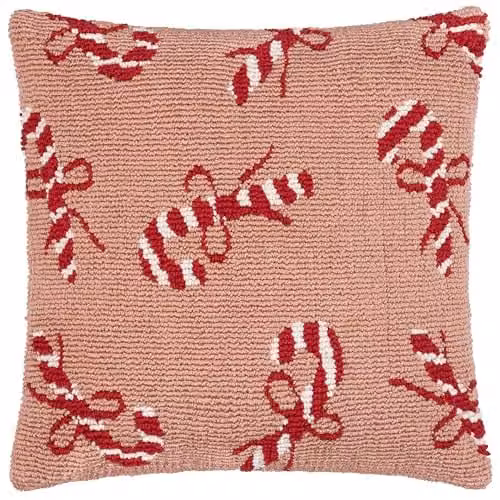 Riva Home Candy Canes Pink Polyester Filled Square Cushion W/D/H: 45 x 45 x 45 cm