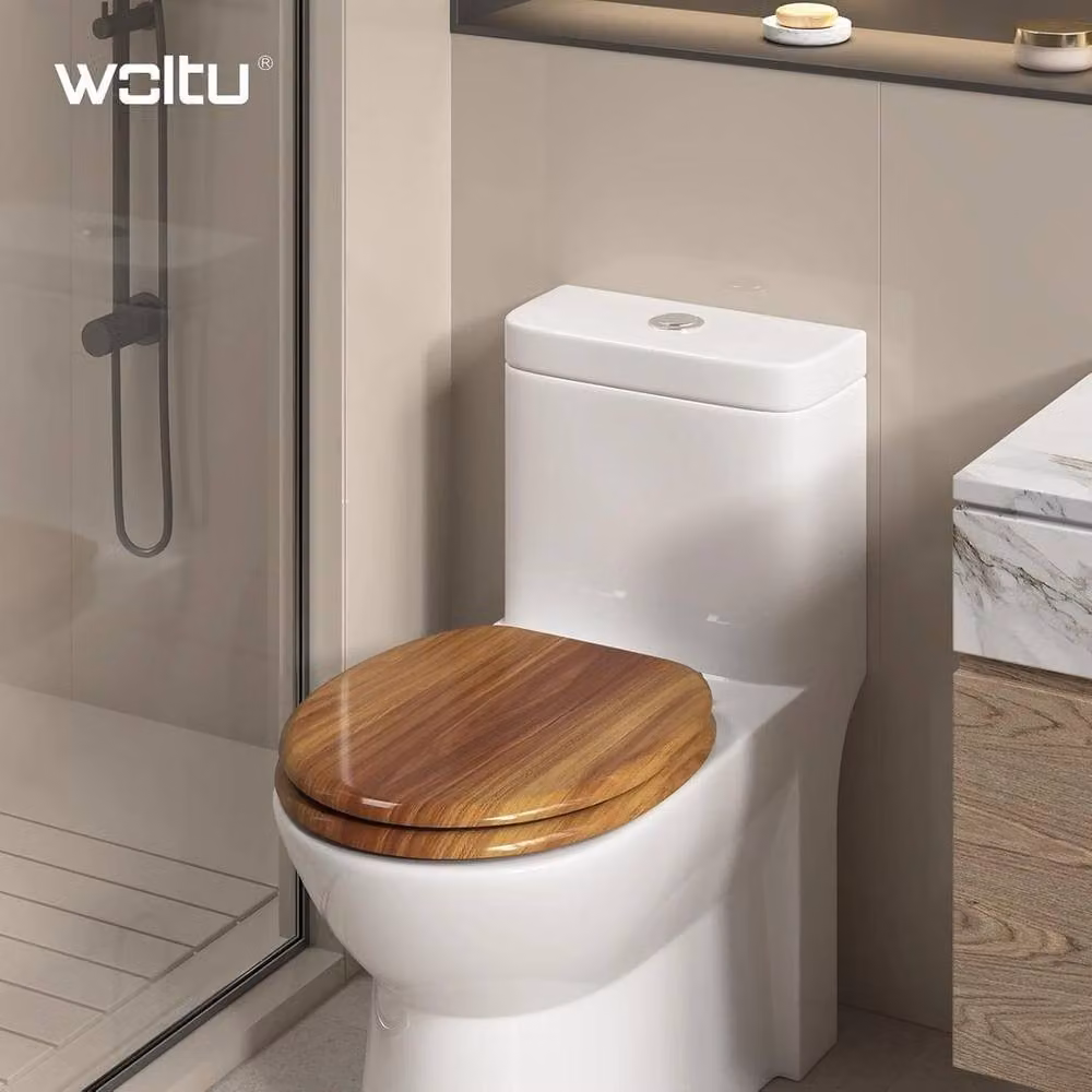 Kelvenix Universal Soft Close Oval Toilet Seat in Natural MDF, W: 52 cm, L: 100 cm – 3