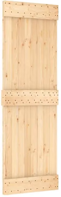 Berkfield Home Sliding Door with Hardware Set, Solid Wood and Steel, W: 70 cm, H: 210 cm