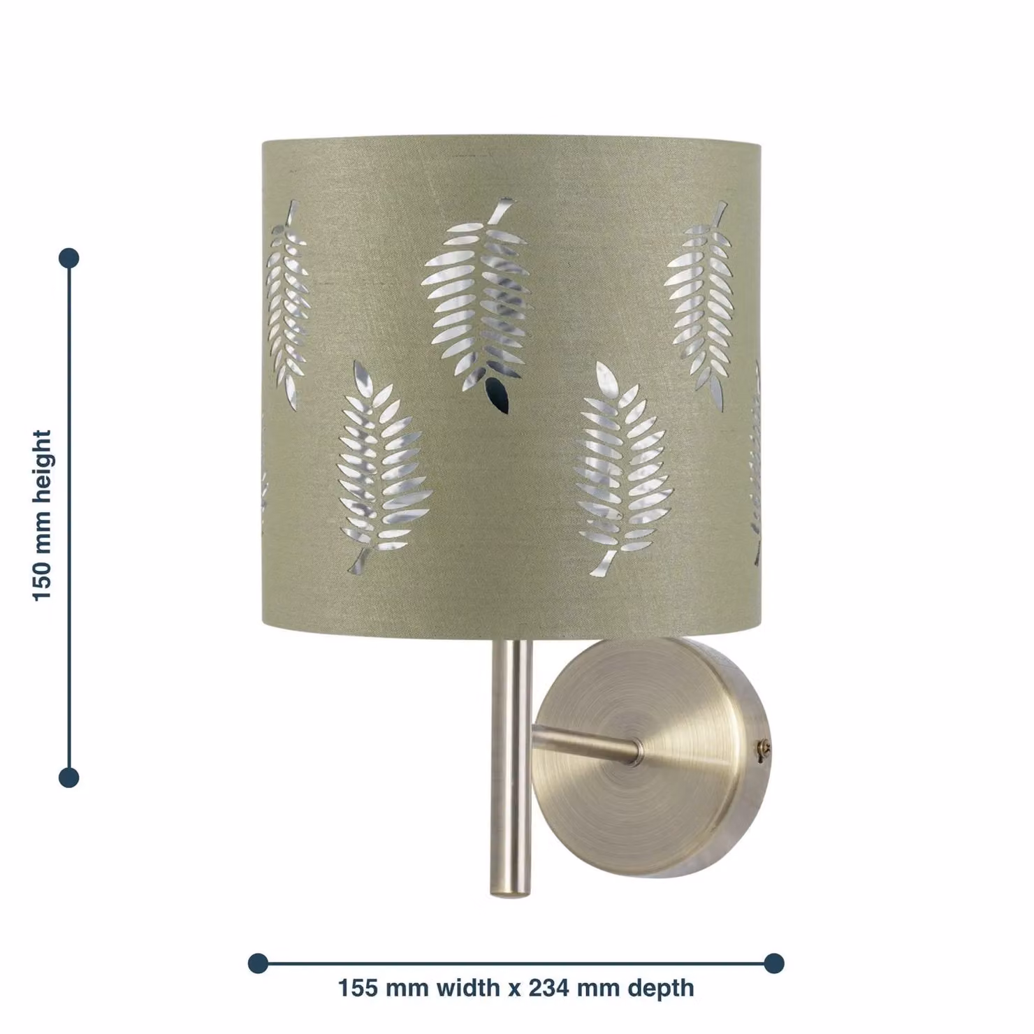 First Choice Lighting Brea Antique Brass Wall Light with Green Fabric Shade – 3