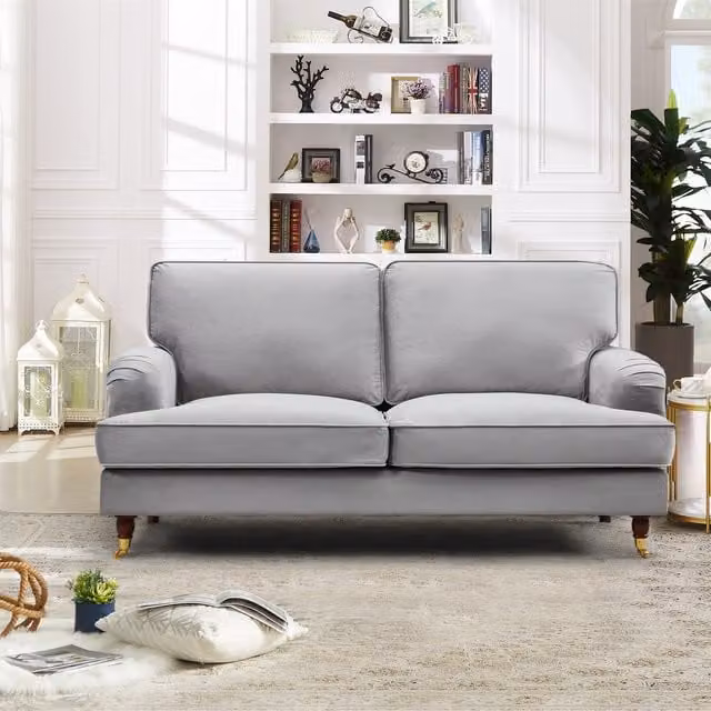 Artemis Home Woodbury 2 Seat Velvet Fabric Sofa in Grey, Width: 158 cm