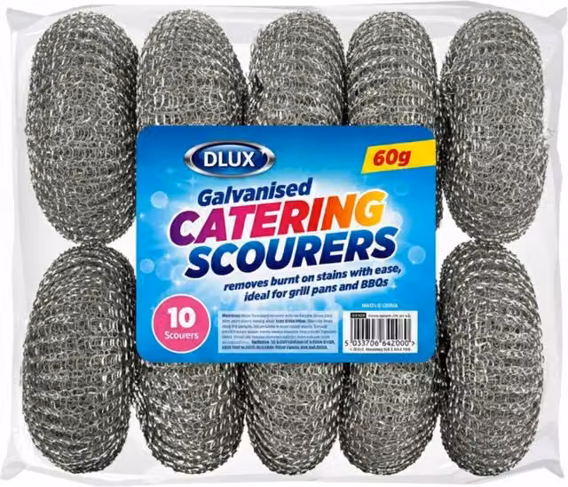 Bedsland Silver Galvanised Catering Scourers, 10-Pack