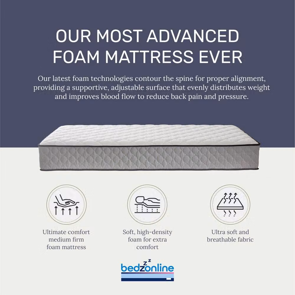 Bedzonline Air Feel Orthopaedic Hybrid Mattress with Memory Foam and Temperature Regulation, White or Grey, W/D/H: 90 x 190 x 20 cm – 3