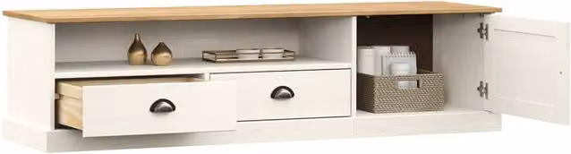 Berkfield Home VIGO White TV Cabinet in Solid Pine Wood, W/D/H: 156 x 40 x 40 cm – 1