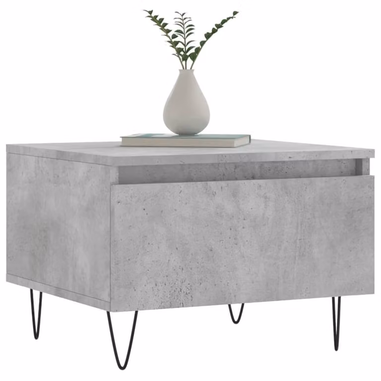 Berkfield Home Set of 2 Modern Nested Coffee Tables in Concrete Grey, W/D/H: 50 x 46 x 35 cm