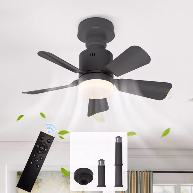 NIVOR E27 Socket LED Ceiling Fan Light in Black, Dimmable with Remote Control and 3 CCT, Diameter: 45 cm