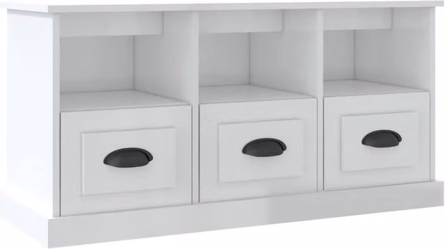Berkfield Home Modern High Gloss White TV Cabinet W/D/H: 100 x 35 x 50 cm – 1
