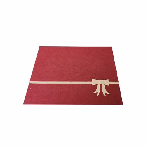 Melody Maison Set of 4 Dark Red Rectangular Felt Placemats with Champagne Gold Bow – 2