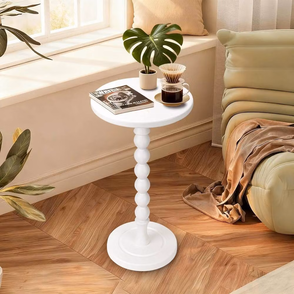 FORGEVIO Lampaggio Round Side Table in White Oak with Matt Finish, Diameter: 30 cm, Height: 55.88 cm – 2