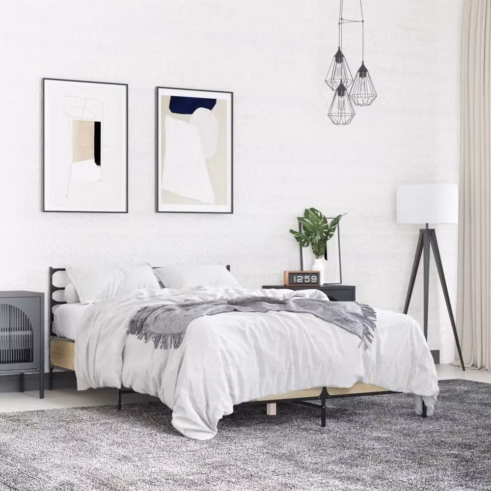 Berkfield Home Sonoma Oak Bed Frame in Brown W/D/H: 140 x 200 x 74 cm – 2