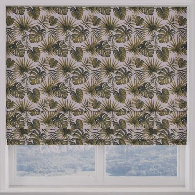 Terrys Monstera Green Floral Blackout Made to Measure Roman Blind