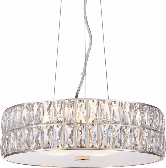 Loops LED Crystal and Chrome Suspended Ceiling Pendant Light with Warm White Glow