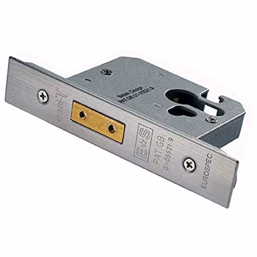 Loops 64mm Euro Profile Mortise Deadlock with Strike Plate in Satin Stainless Steel