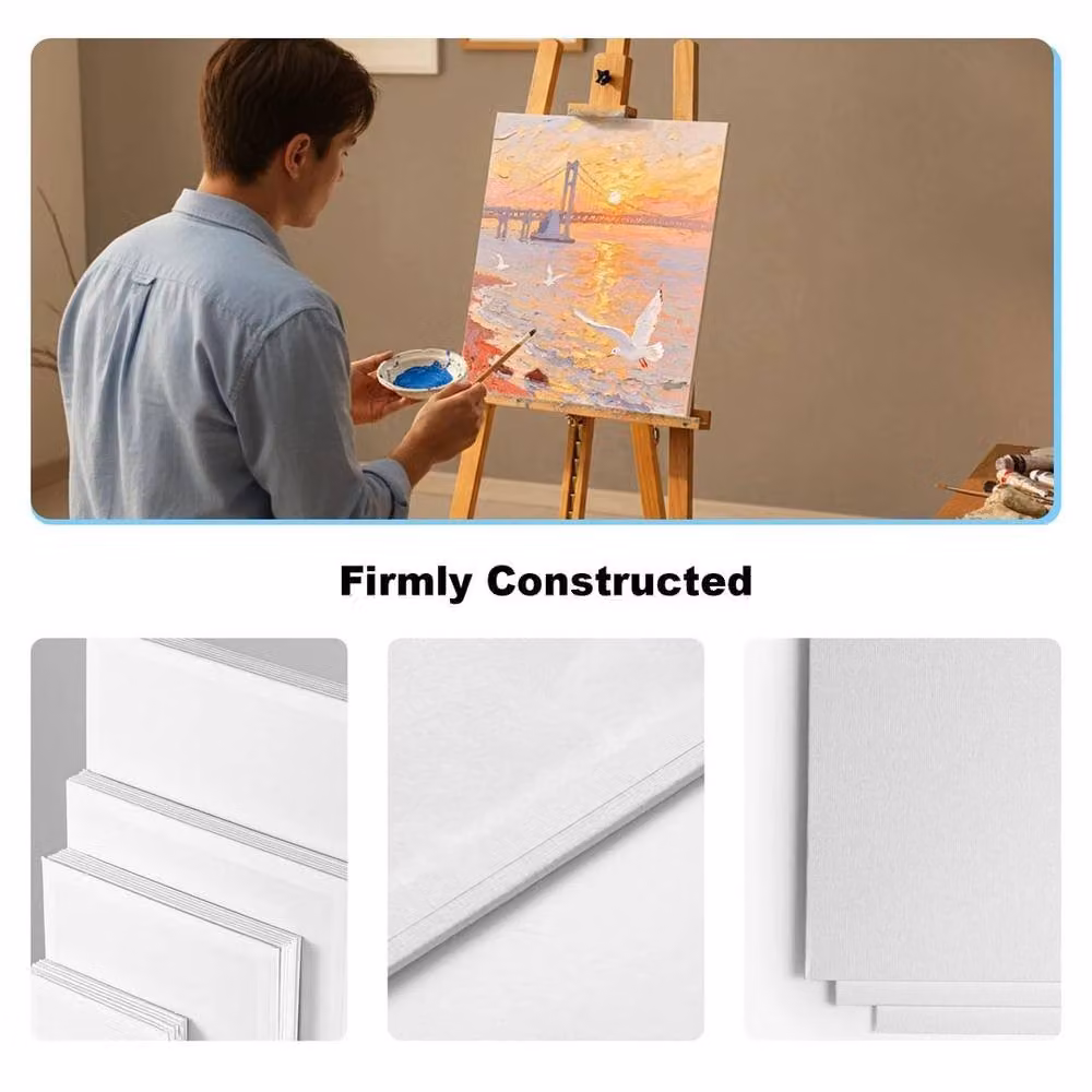 NESTLUNE 6-Pack White Cotton Canvas Artist Boards with Wood Frames – 3
