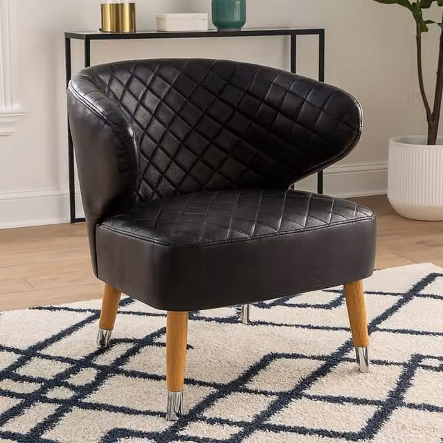Interiors by Premier Richy Black Leather Effect Accent Chair with Armrests