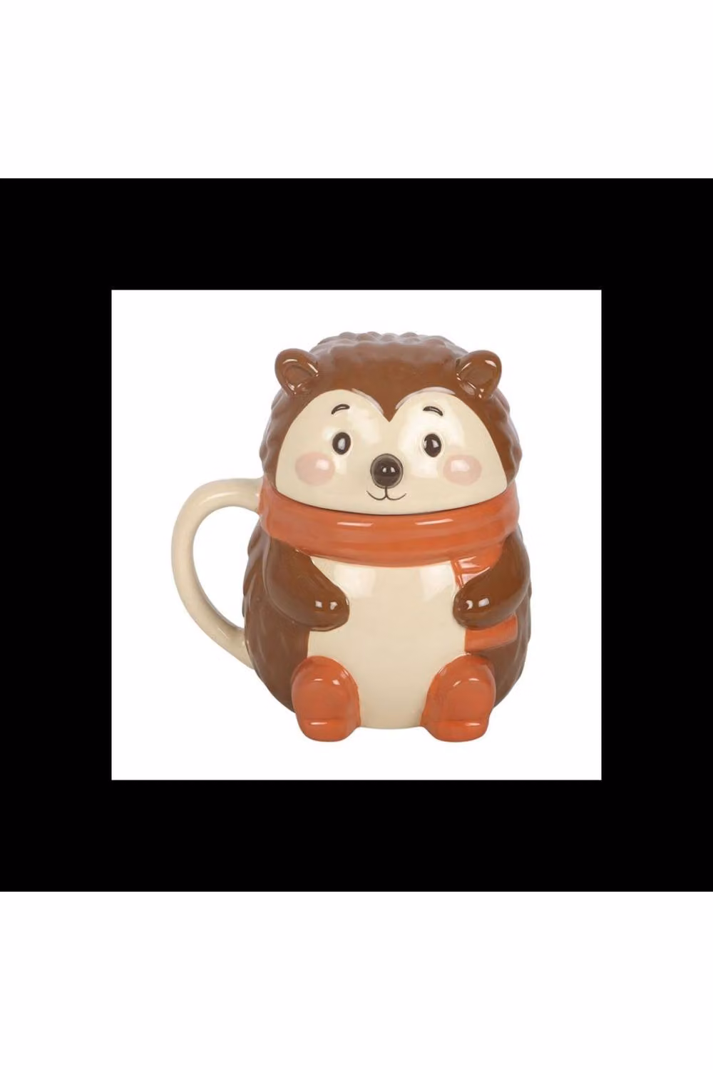 KDMD Hazel Hedgehog Brown Ceramic Lidded Mug, 320ml – 2